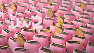 ITV2 channel brand identity pink toasters